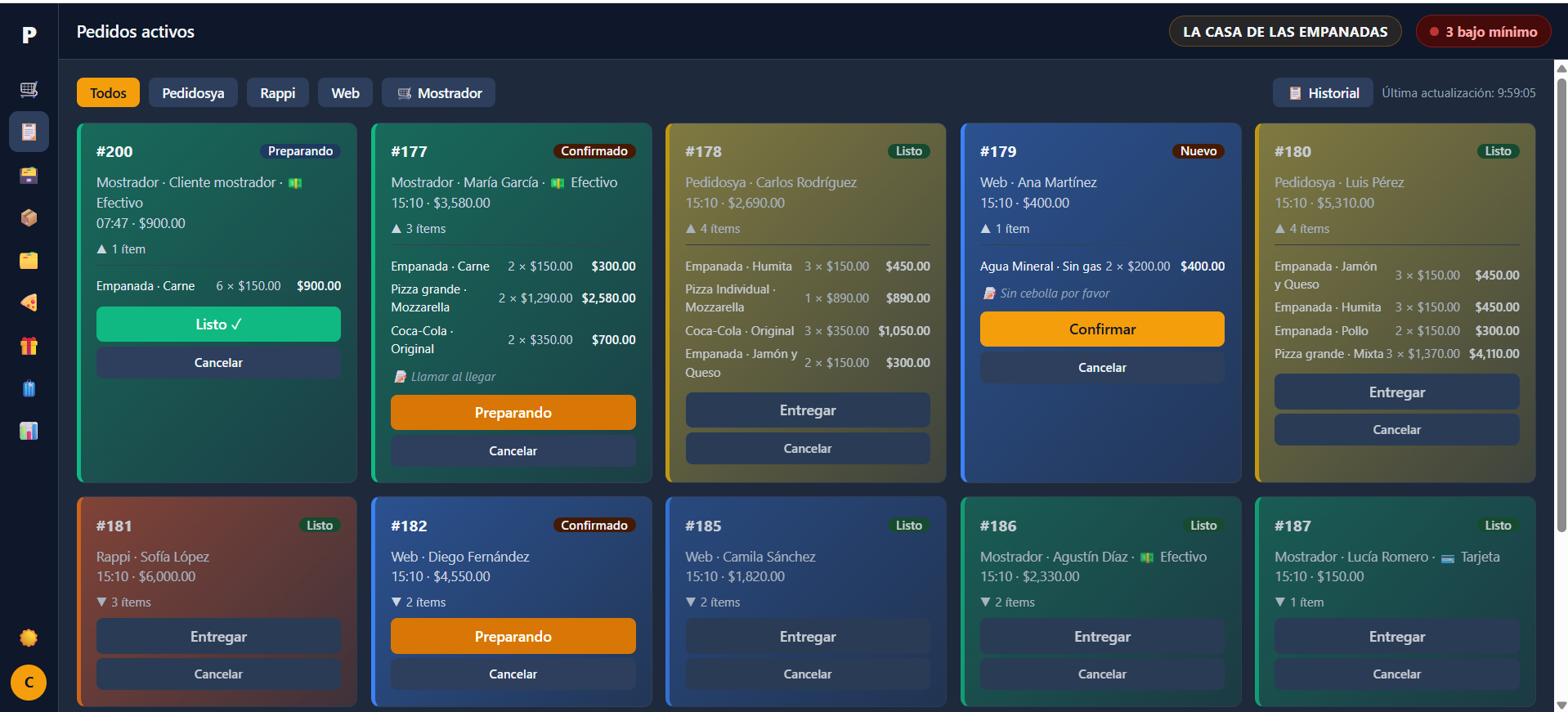Panel de pedidos Pick & Bite